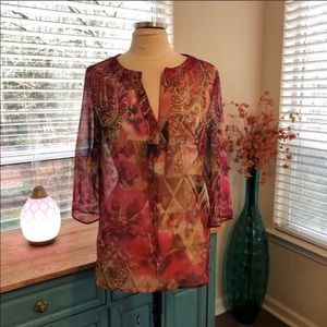 SOLD Chico’s sheer paisley boho peasant tunic top